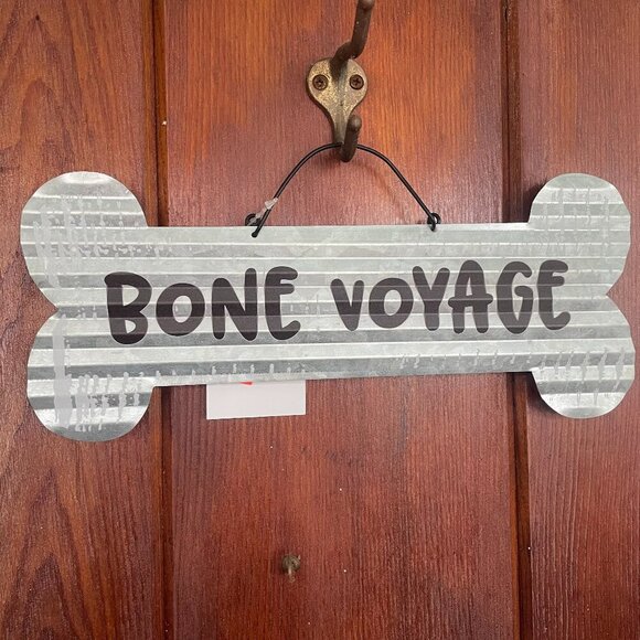 NWT Dog Bone Metal Sign Decor "Bone Voyage" - Picture 1 of 2